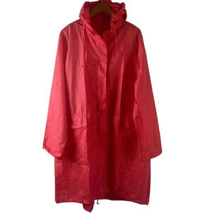 Oversized Long Rain Poncho Full Zip Polka Dot One‎ Size